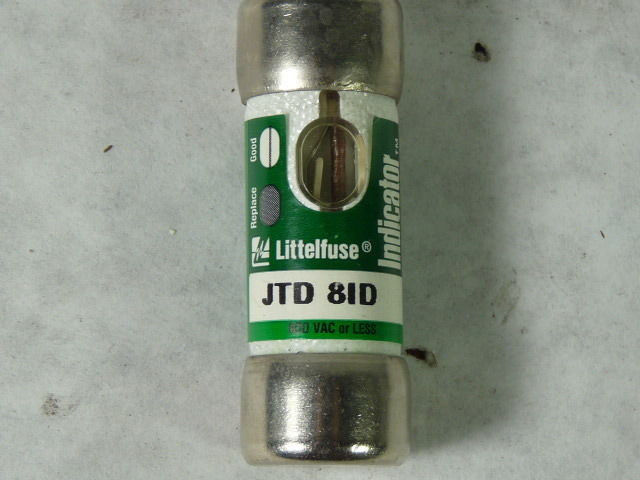 Littelfuse JTD-8ID Time Delay Indicator Fuse 8A 600V USED