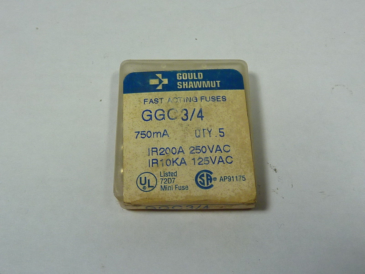 Gould Shawmut GGC3/4 Fast Acting Fuse 3/4A 250V 5-Pack  ! NEW !