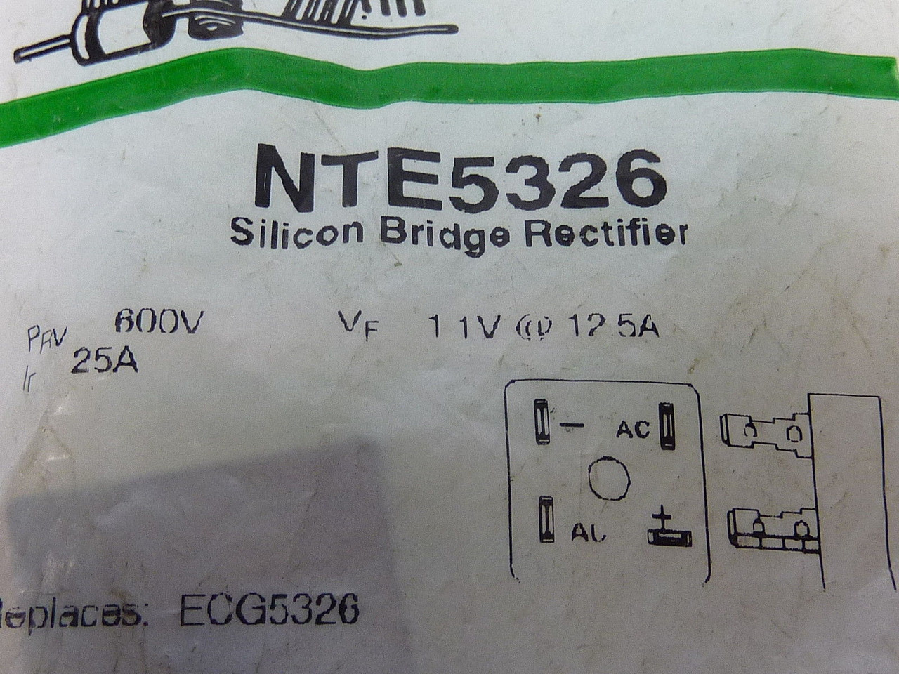 NTE Electronics 5326 Bridge Rectifier 25A 600V 1 Phase ! NWB !