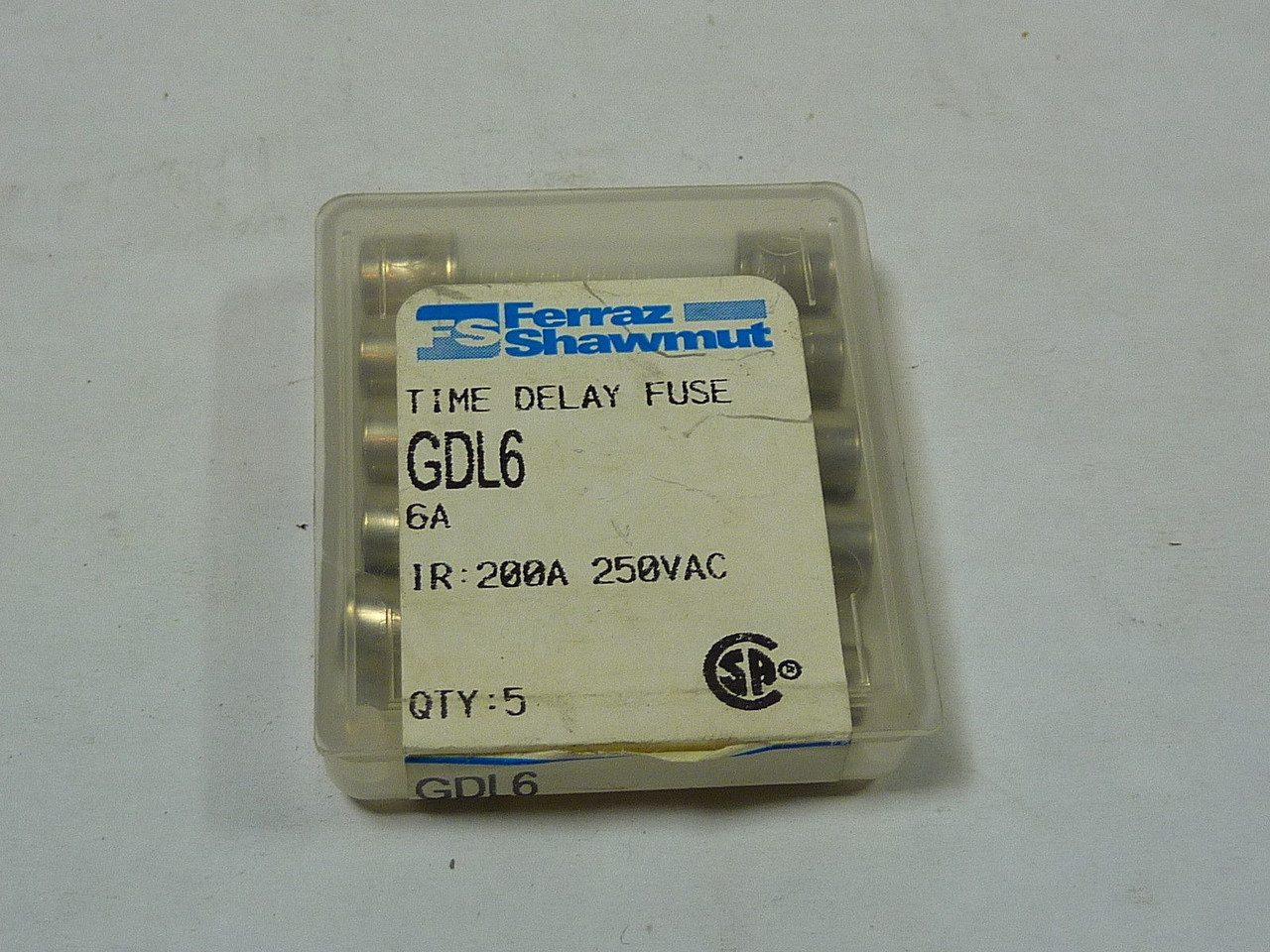 Ferraz Shawmut GDL6 Time Delay Fuse 6A 250V 5-Pack ! NEW !