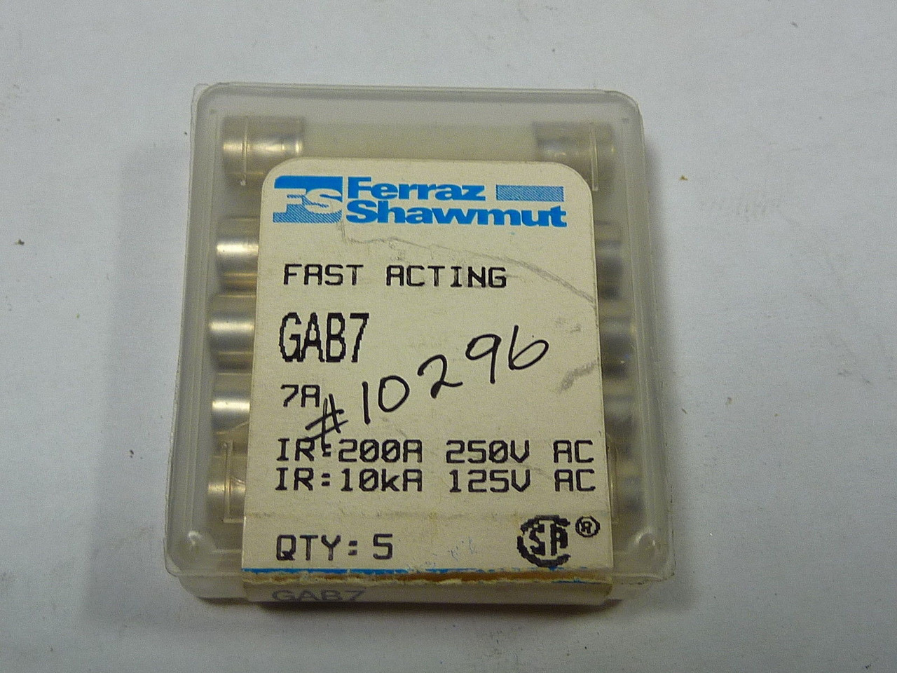 Ferraz Shawmut GAB7 Fast Acting Fuse 7A 250V 5-Pack ! NEW !