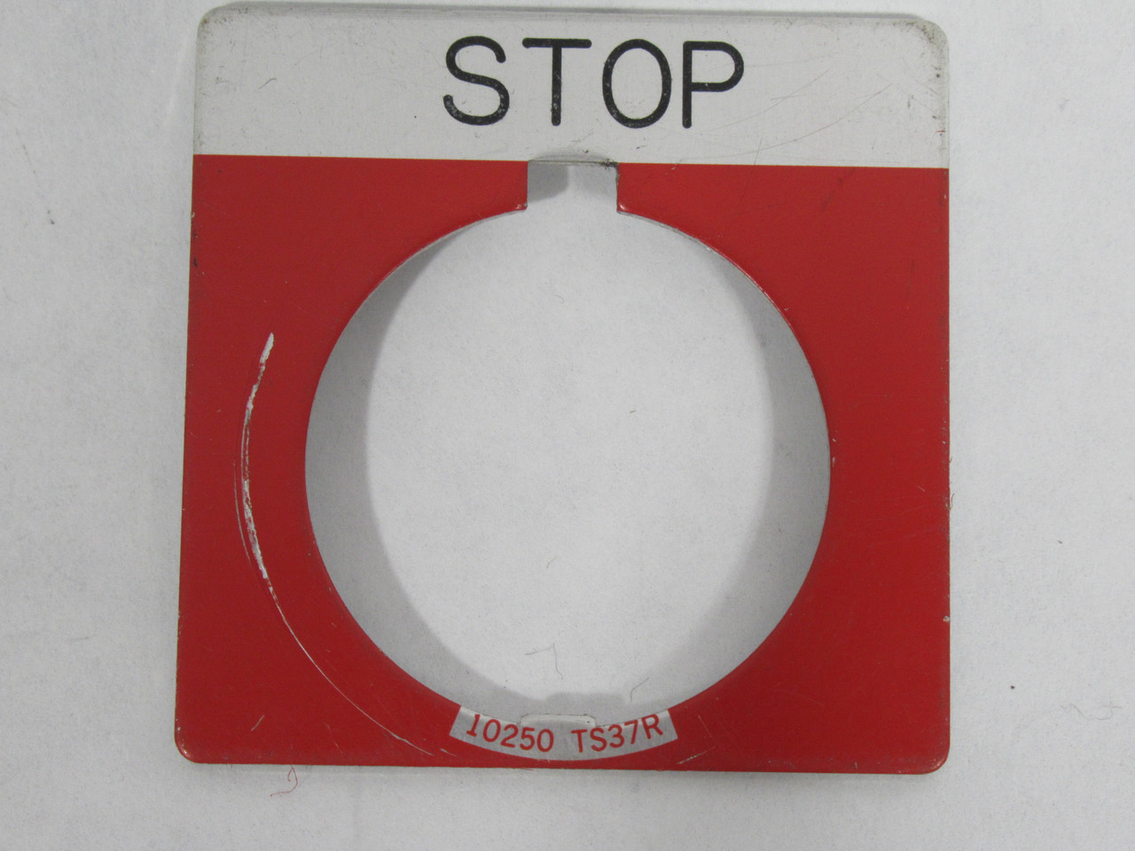 Cutler-Hammer Eaton 10250-TS37RSTAMP Push Button Legend Plate STOP USED