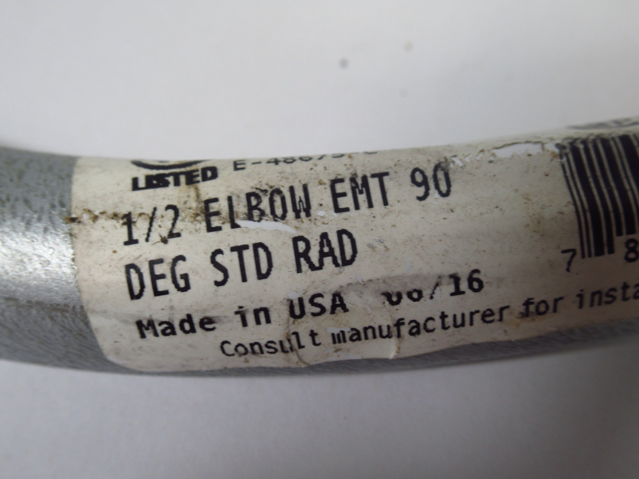 Generic 1/2-90DEG Galvanized EMT Elbow Fitting Approx 9" Long NOP