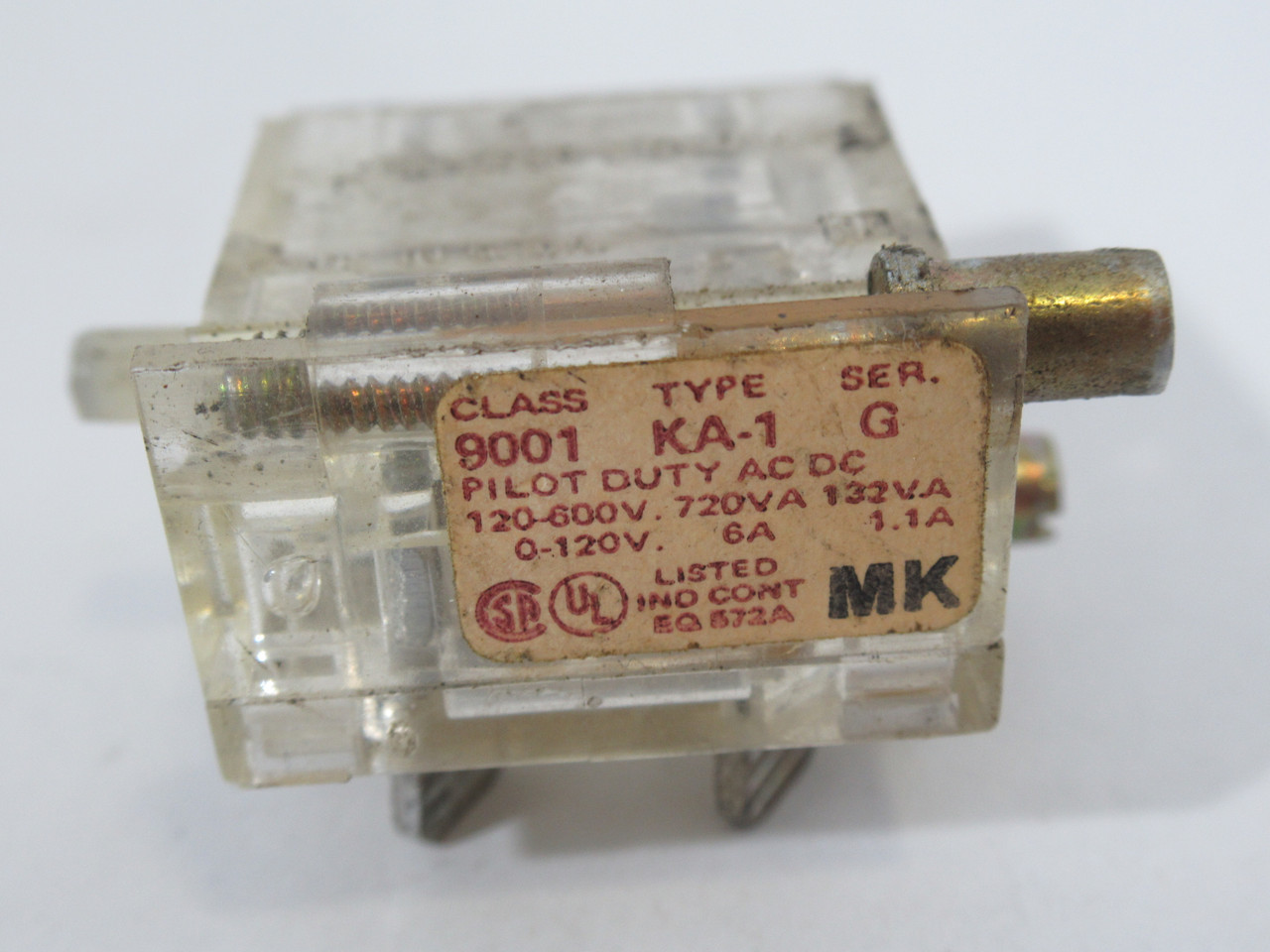 Square D 9001-KA1 Ser. G Contact Block 6A 600V 1NO 1NC *Missing Screws* USED