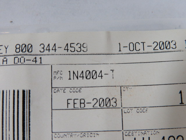 Diodes 1N4004-T Rectifier 400V 1A DO-41 Lot of 2 NOP