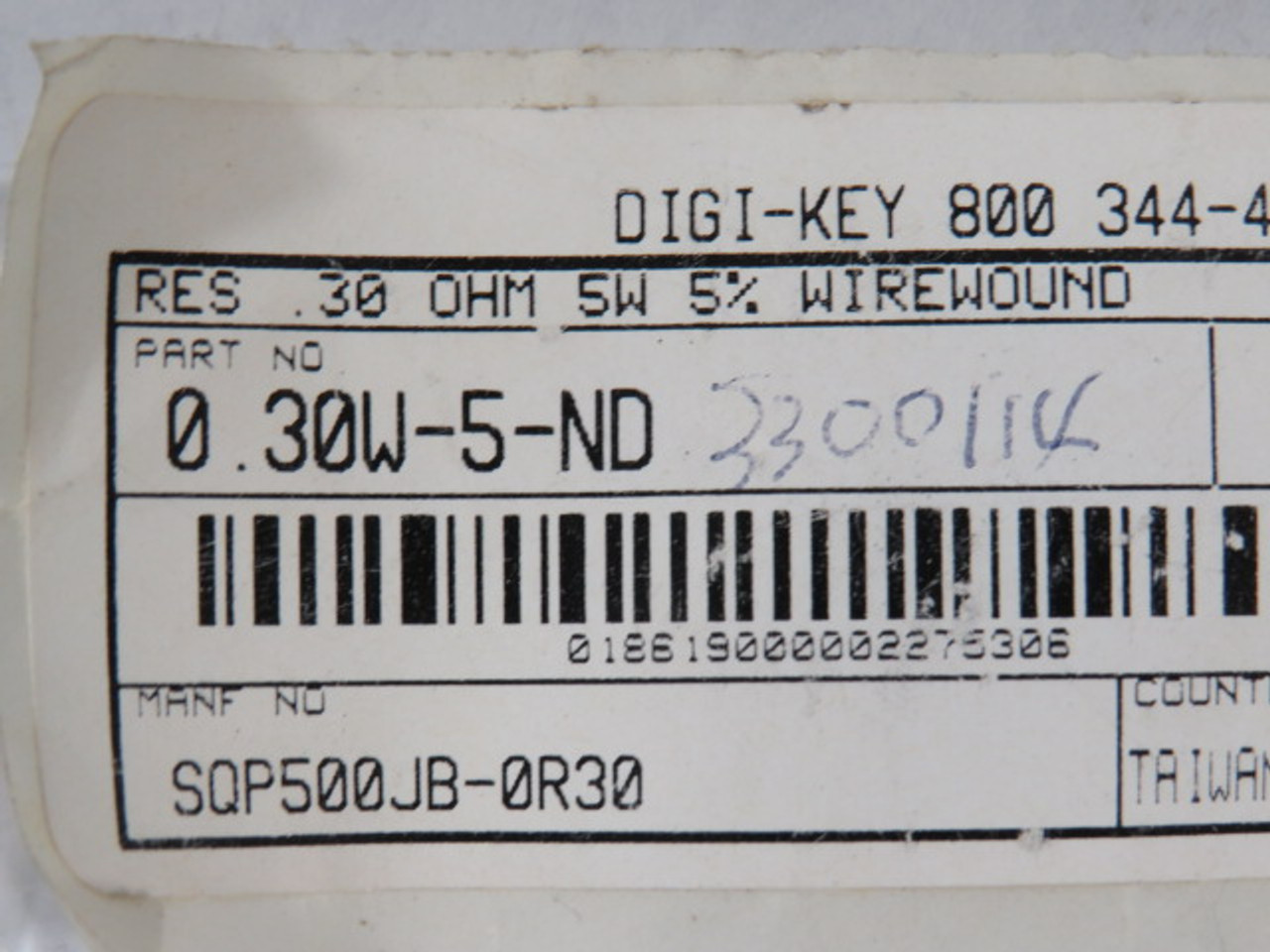 Yageo SQP500JB-0R30 Resistor 0.3 Ohm 5W 5% Wirewound Lot of 2 ! NOP !