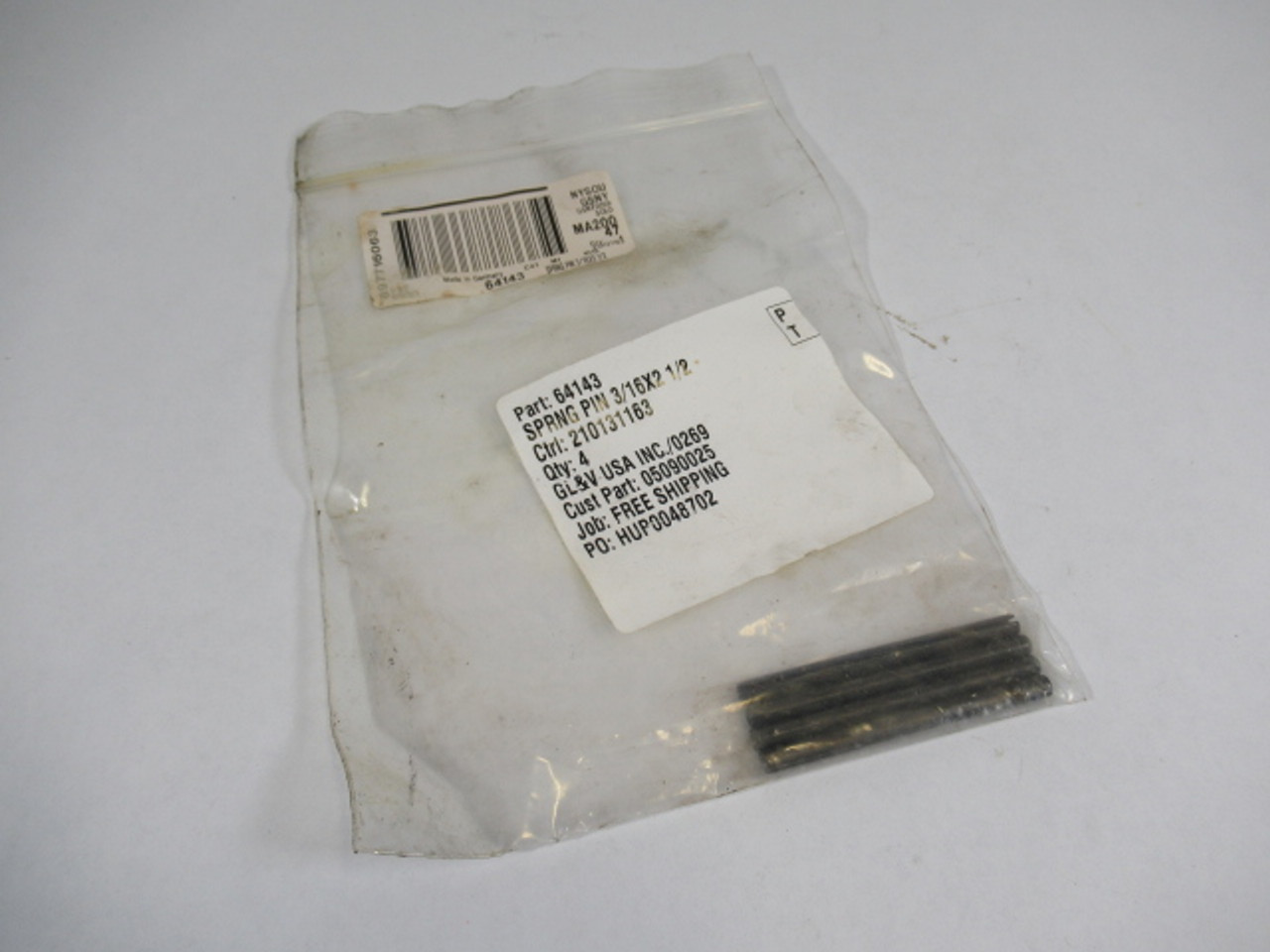 Generic 64143 Spring Pin 3/16x2-1/2" Lot of 4 ! NWB !