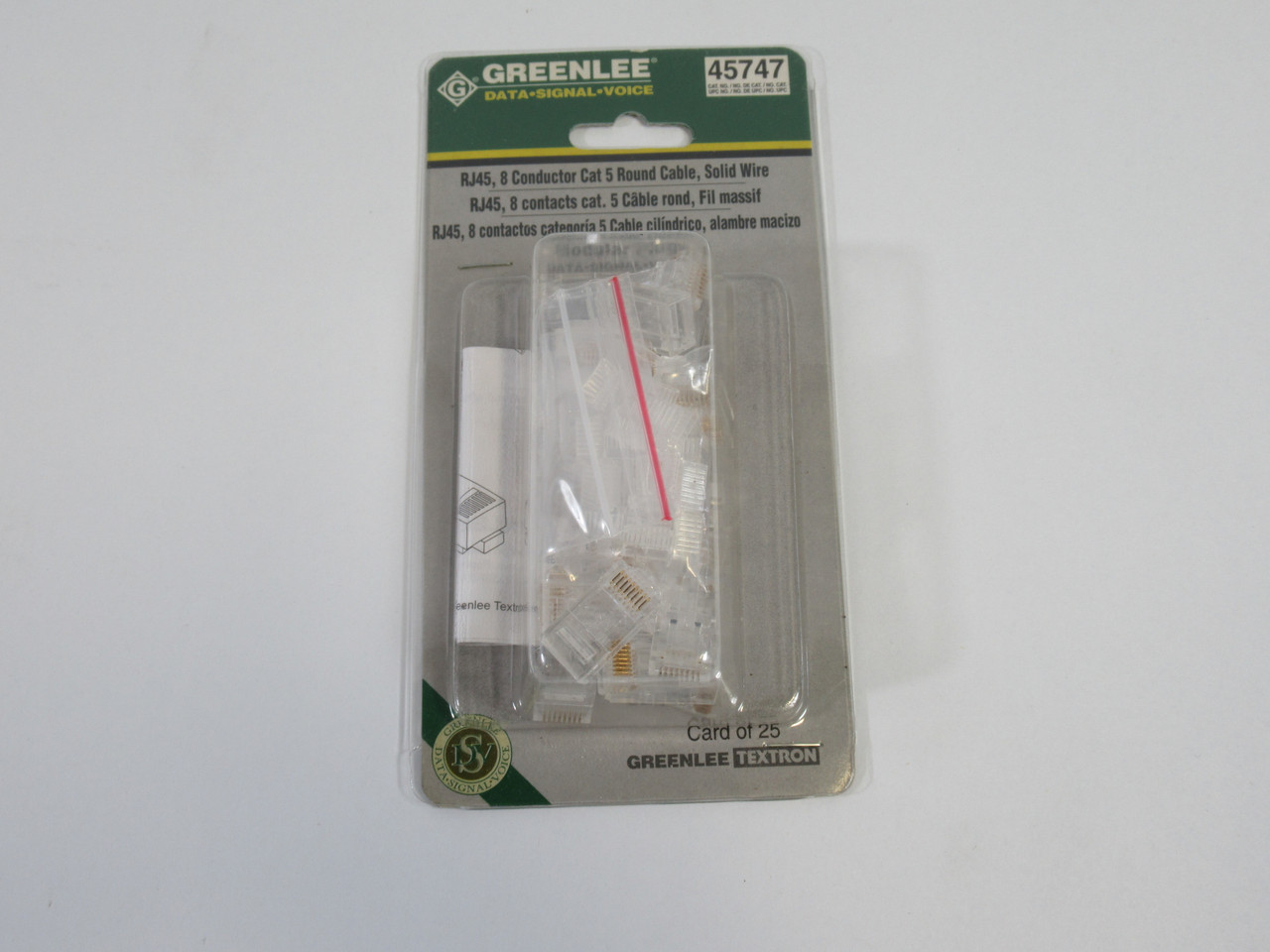 Greenlee 45747 RJ45 8 Conductor Cat5 Modular Plug 25-Pack ! NEW !