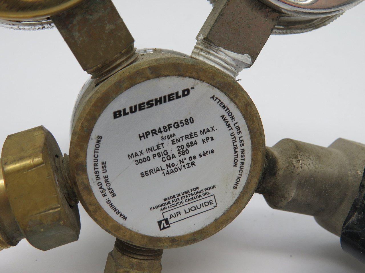 Air Liquide HPR48FG580 Blueshield Regulator 3000 psig 20,684 kPa CGA-580 USED