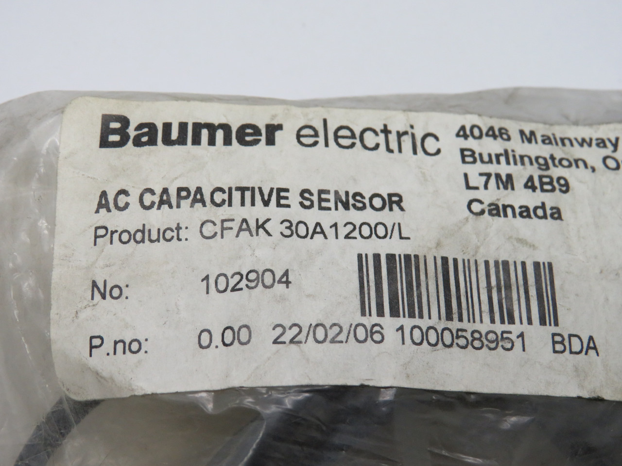 Baumer Electric CFAK30A1200/L Capacitive Proximity Sensor 20-250VAC 300mA NWB
