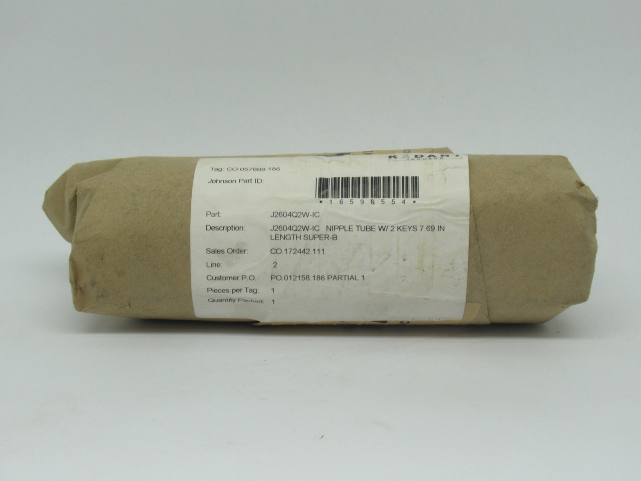 Kadant Johnson J2604Q2W-IC Nipple Tube w/ 2 Keys 7.69" L SEALED NEW