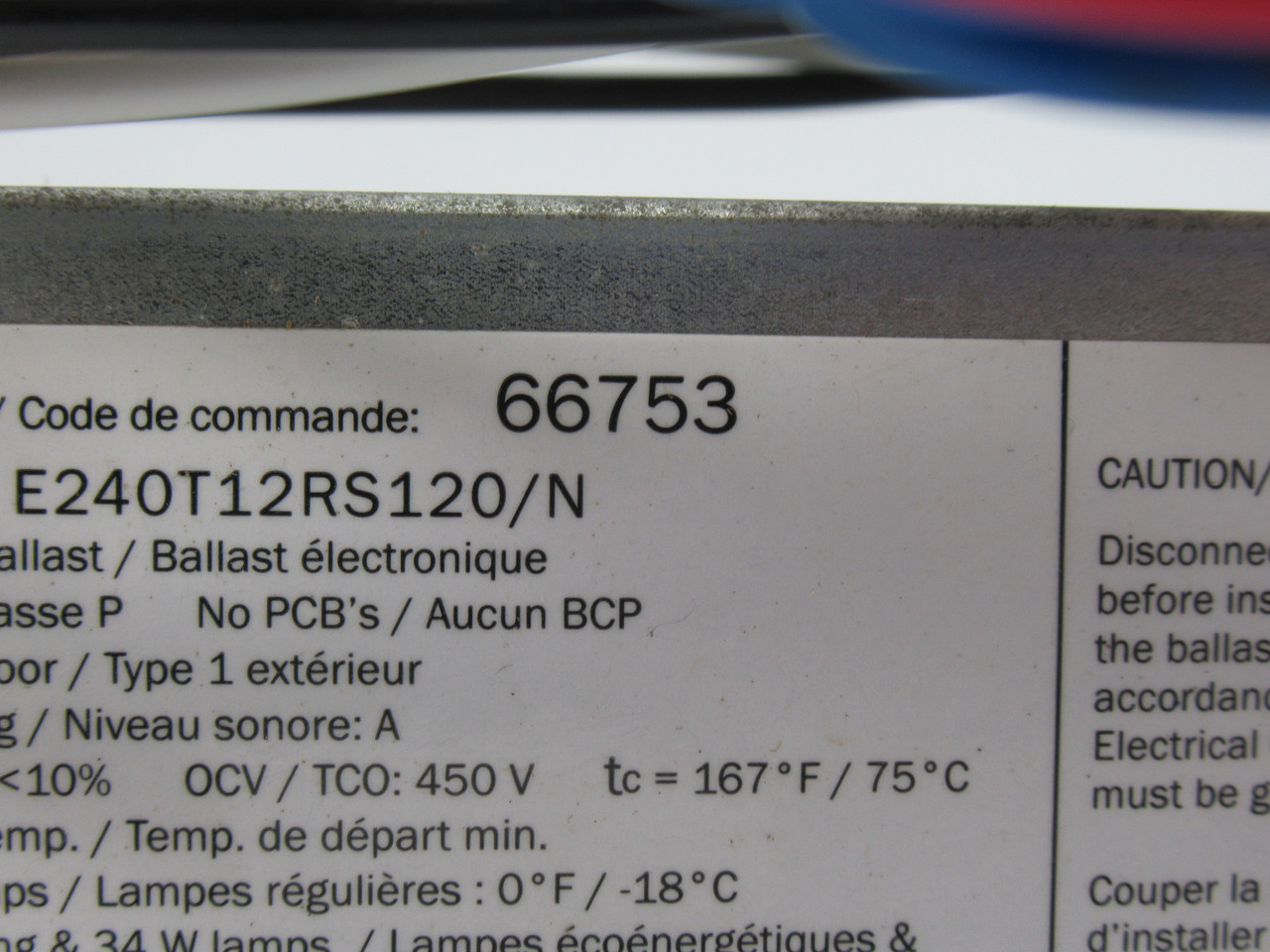 Standard E240T12RS120/N 66753 Rapid Start Outdoor Ballast 120V *SHELF WEAR* NOP