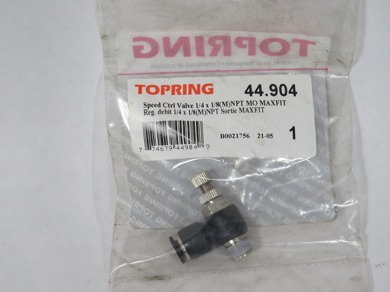 Topring 44.904 Push-to-Connect Speed Control Valve 1/4"x1/8" (M)NPT NWB