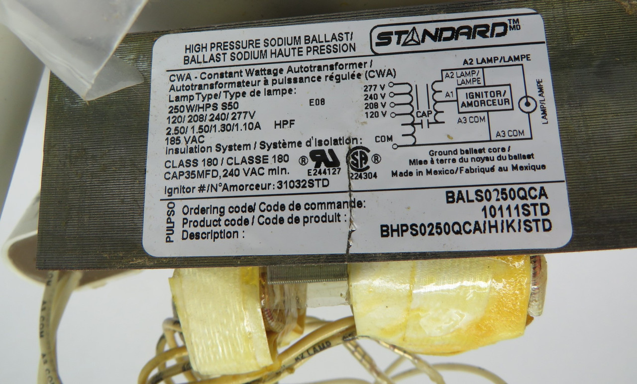 Standard BHPS0250QCA/H/K/STD High Pressure Ballast 250W DAMAGED BOX NEW