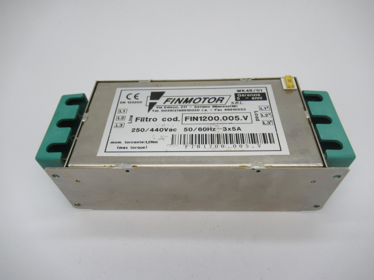 Finmotor FIN1200.005.V Three Phase Filter 250/440VAC 50/60Hz 3x5A USED