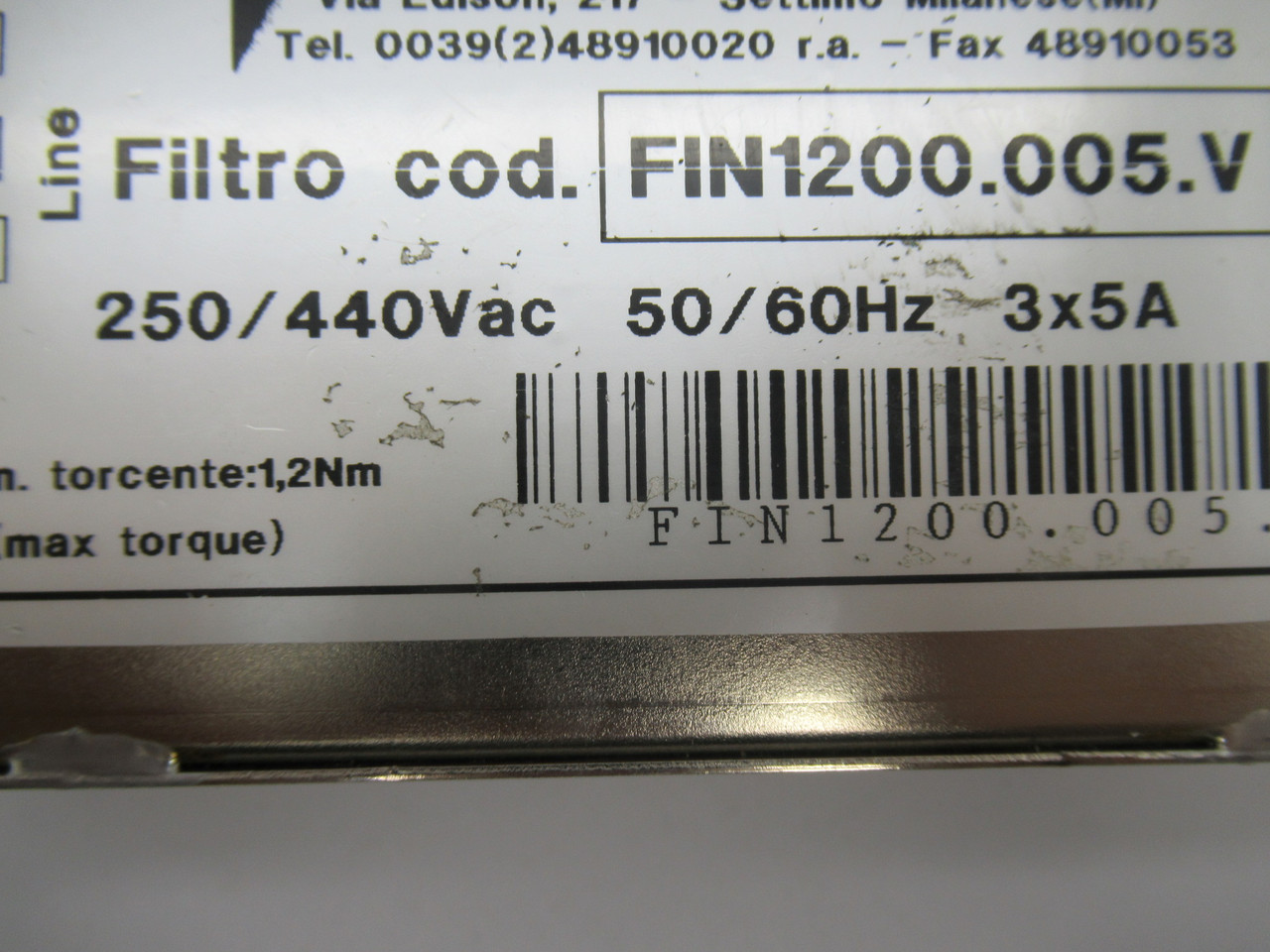 Finmotor FIN1200.005.V Three Phase Filter 250/440VAC 50/60Hz 3x5A USED