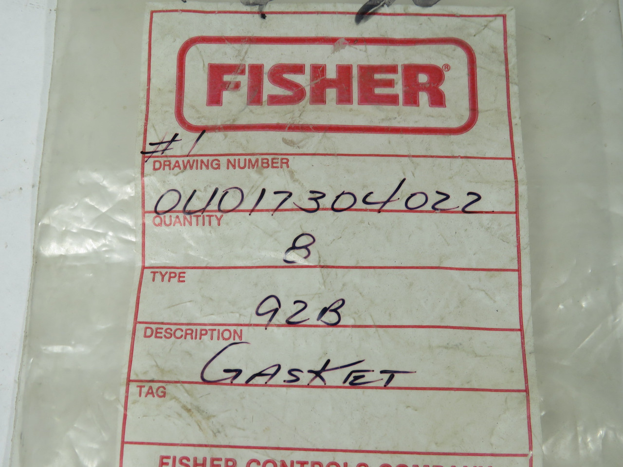 Fisher 0U017304022 Seal Kit for 92B Pressure-Reducing Valve NWB