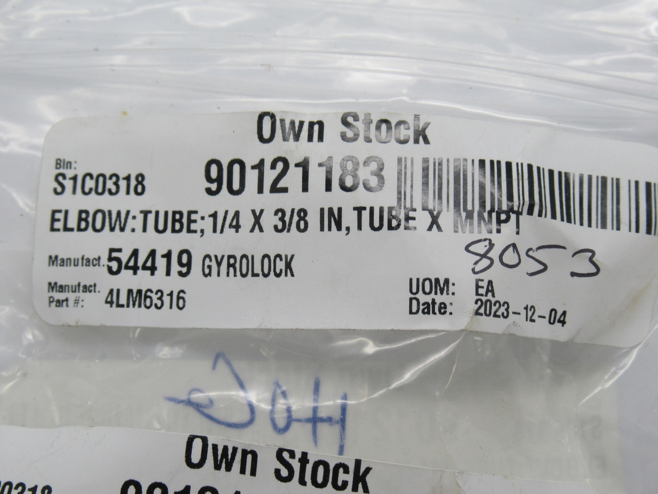 Hoke 4LM6316 Gyrolok Male Elbow 1/4" Tube 3/8" MNPT Lot of 6 NWB