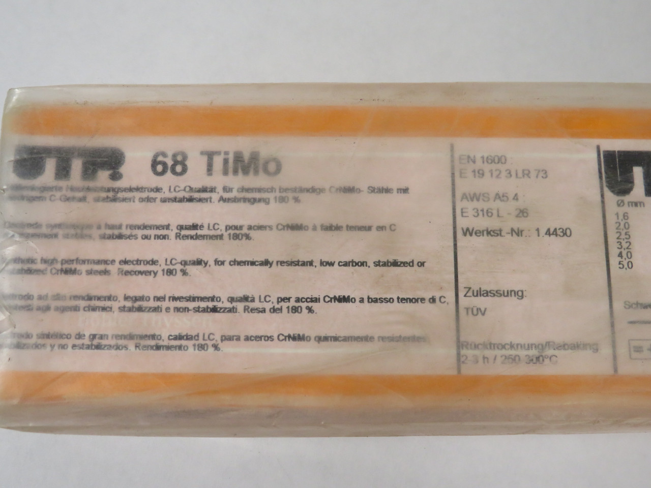 Bohler Thyssen 16071 UTP 68 TiMo Electrode 2.5mm x 350mm 142-Pack SEALED NEW