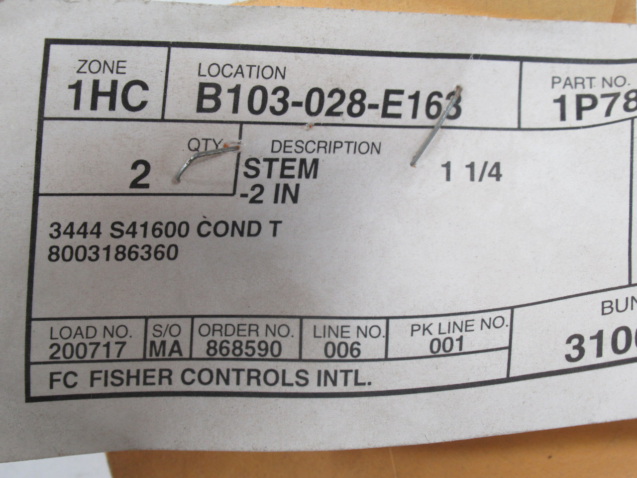 Fisher Controls 1P785335232 Stem for Type 95 Regulator 1-1/4" to 2" 2-Pack NEW