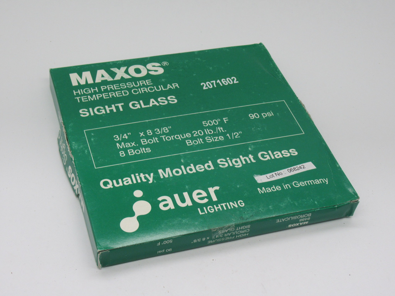 Maxos 758375H High Pressure Tempered Circular Sight Glass DMG BOX SEALED NEW