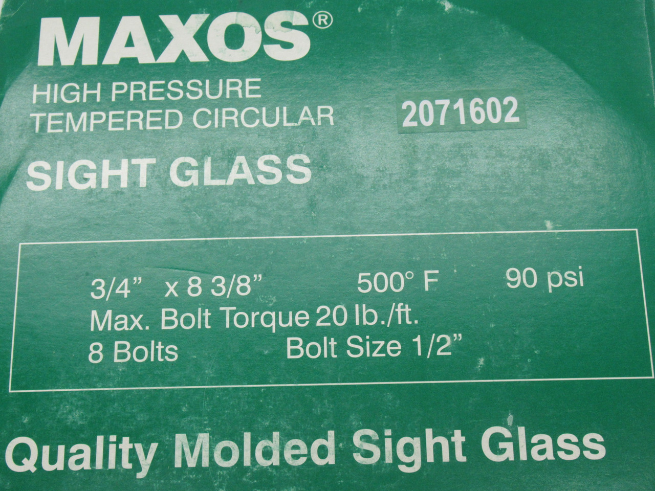 Maxos 758375H High Pressure Tempered Circular Sight Glass DMG BOX SEALED NEW