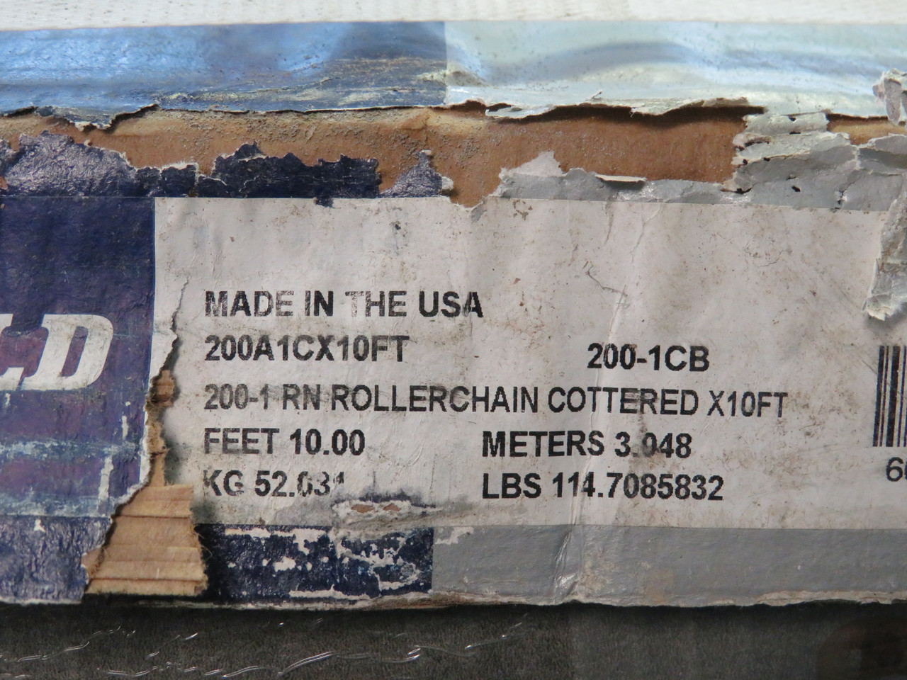 Renold 200A1CX10FT Cottered Roller Chain 10' L 2.5" Pitch 1-Strand BOX DMG NEW