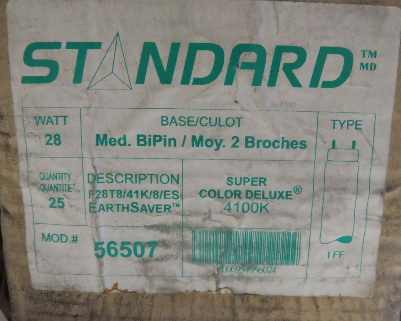 Standard F28T8/41K/8/ES T8 Medium Bi-Pin Fluorescent Tube 25-Pack BOX DAMAGE NEW