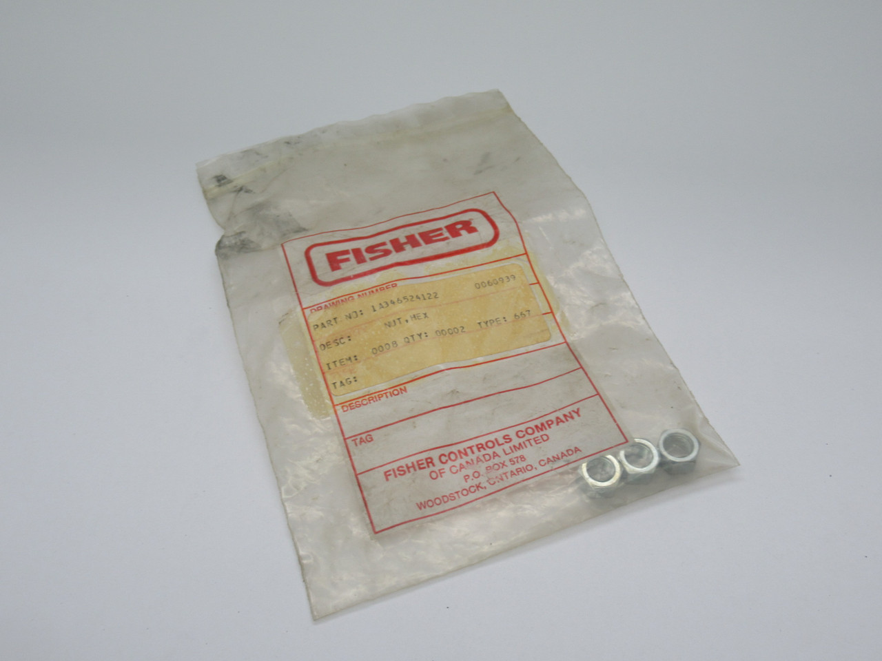 Fisher 1A346524122 Hexagon Nut 3/8-24 Lot of 3 NWB