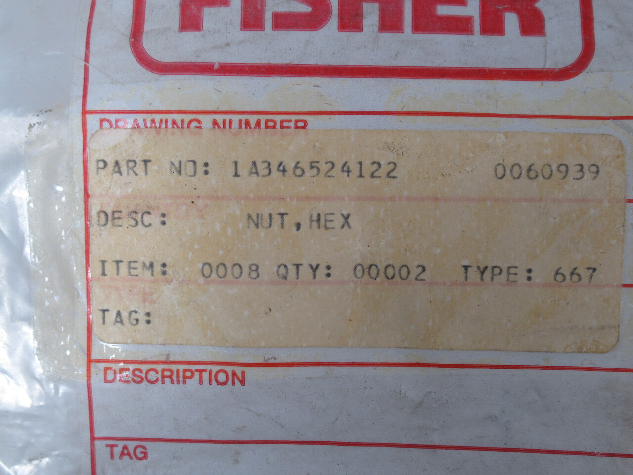 Fisher 1A346524122 Hexagon Nut 3/8-24 Lot of 3 NWB