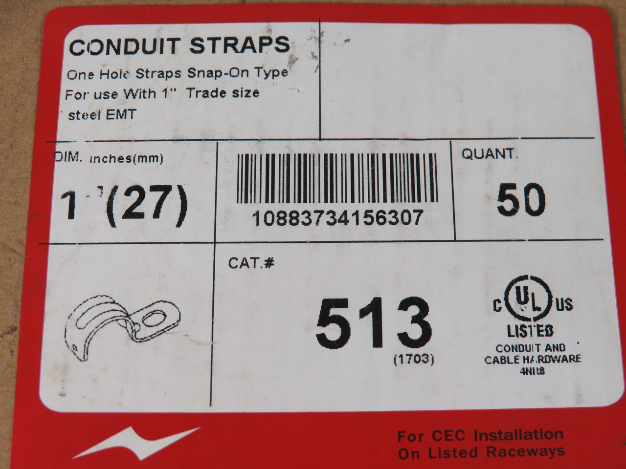 Nesco 513 EMT 1-Hole Conduit Strap 1" 27mm Lot of 46 NEW
