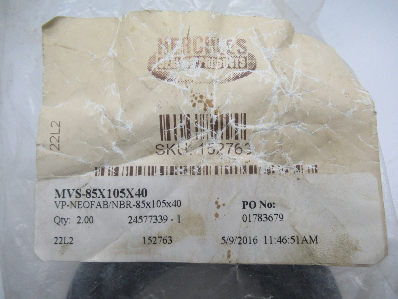Hercules MVS-85X105X40 MVS VEE Packing 85mm ID 105mm OD 40mm H NWB
