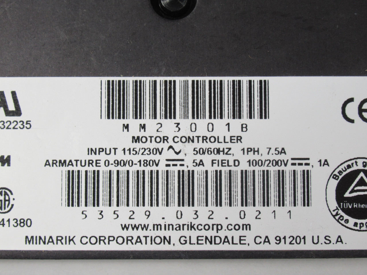Minarik MM23001B DC Motor Speed Control 0-90 0-180VDC 5A 100/200VDC 1A NEW