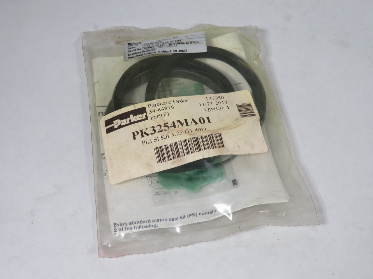 Parker PK3254MA01 Piston Seal Kit for 4MA Series Cylinder 3-1/4" Bore NWB