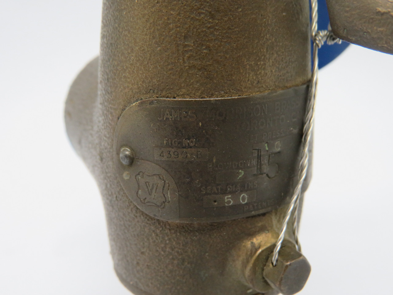 James Morrison 4390B Safety Valve 1/2" NPT 10 psi 0.50” Seat Dia USED