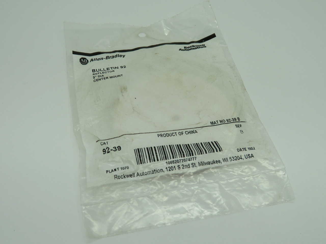 Allen-Bradley 92-39 Series B Center Mount Reflector 3" STAINED BAG NWB