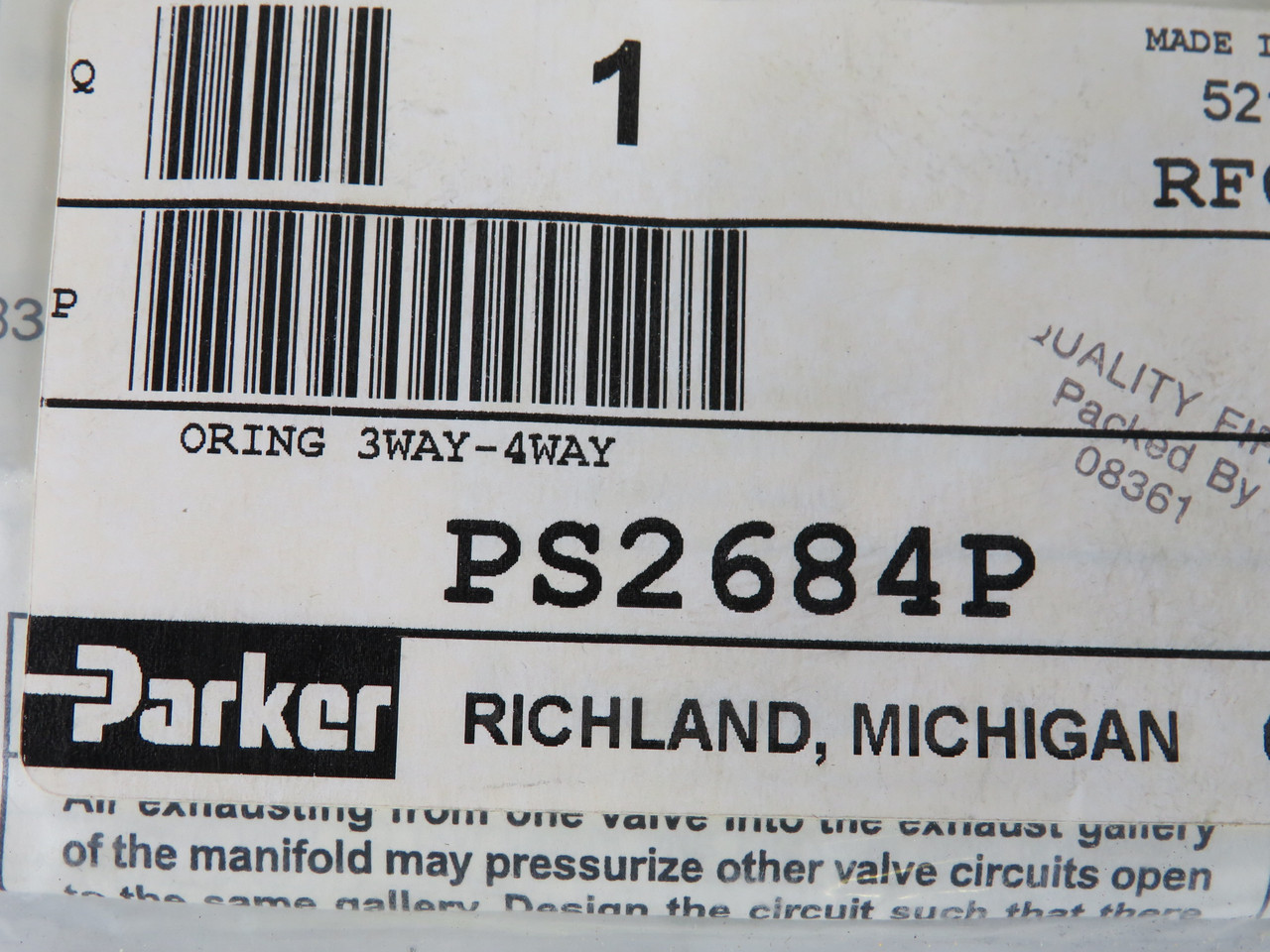 Parker PS2684P O-Rings 3Way-4Way For Pneumatic Valves 10 PACK NWB