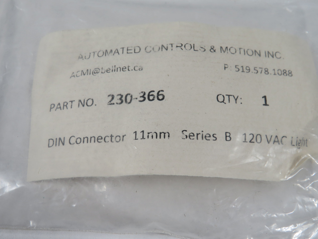 Generic 230-366 Solenoid Plug Connector Assembly with 110V Light Form B NWB