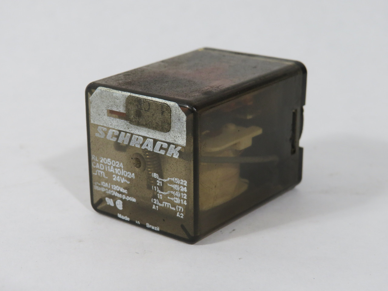Schrack RL205024 CAD11A10/024 Relay 24V 10A@120V 1/6HP@240V 8-Pin USED