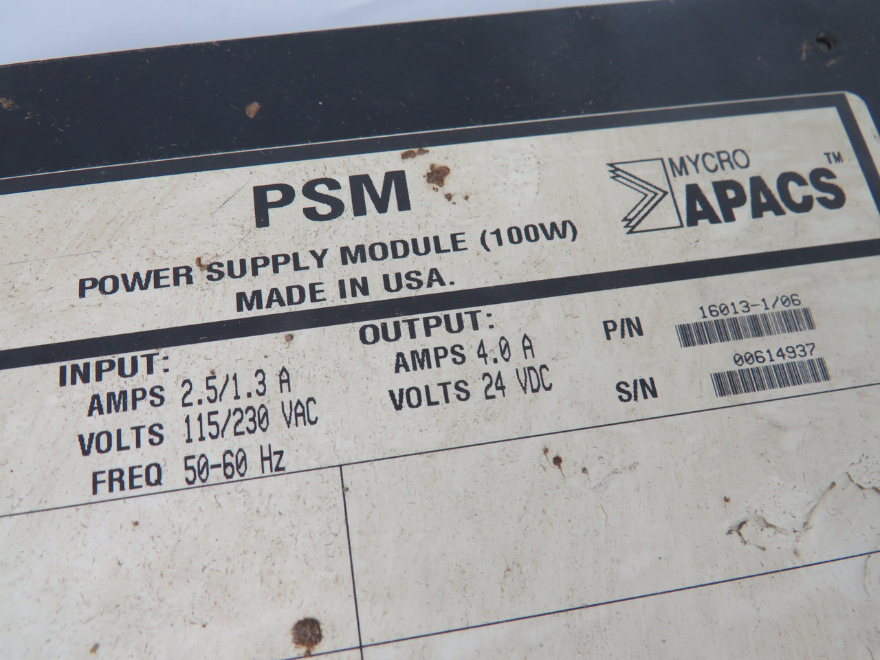 Moore 16013-1/06 Power Supply Module 2.5/1.3A 115/230VAC 50/60Hz USED