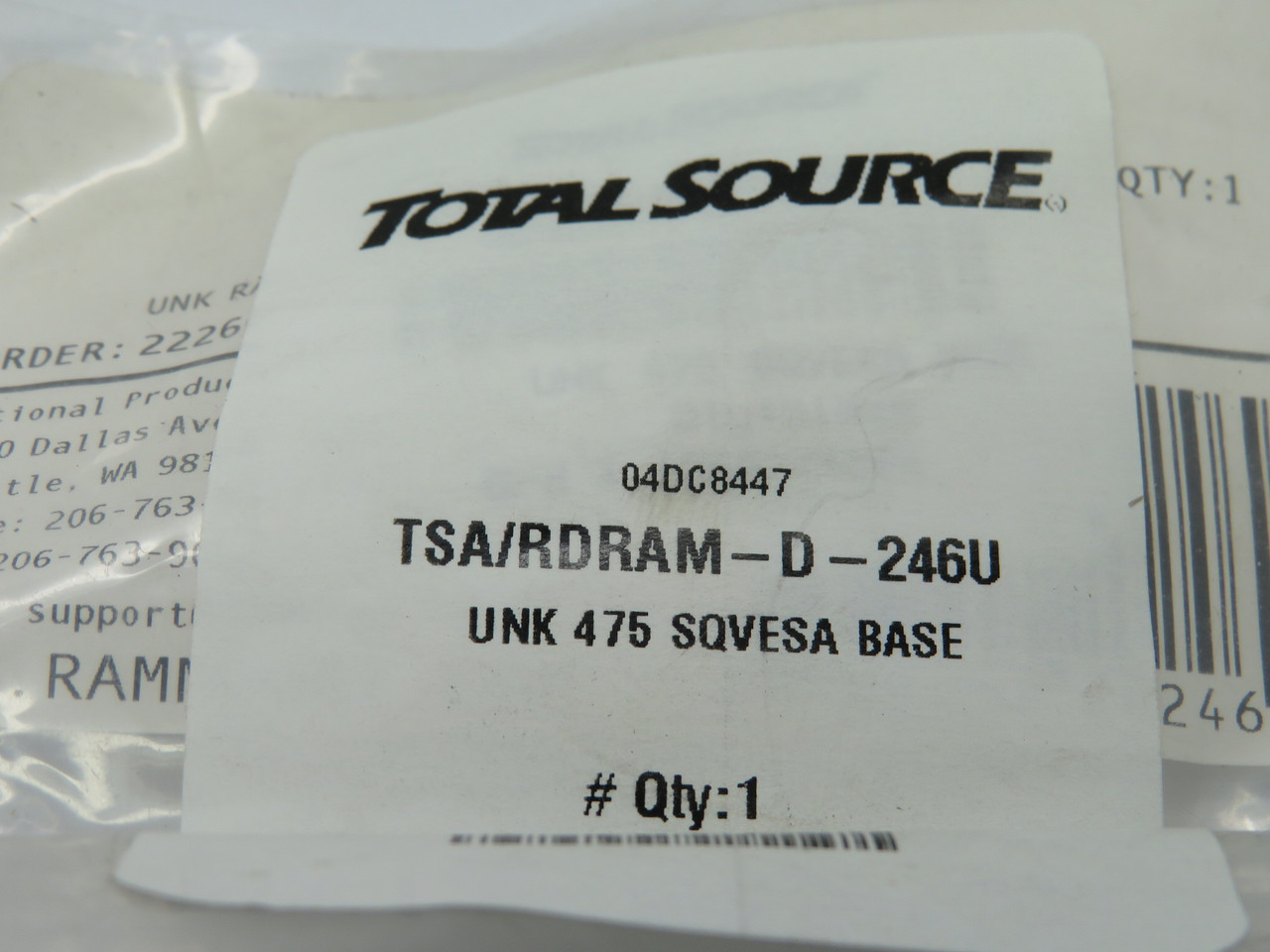 Ram Mount RAM-D-246U Vesa Plate w/Ball D Size 2.25" 5lbs Capacity NWB