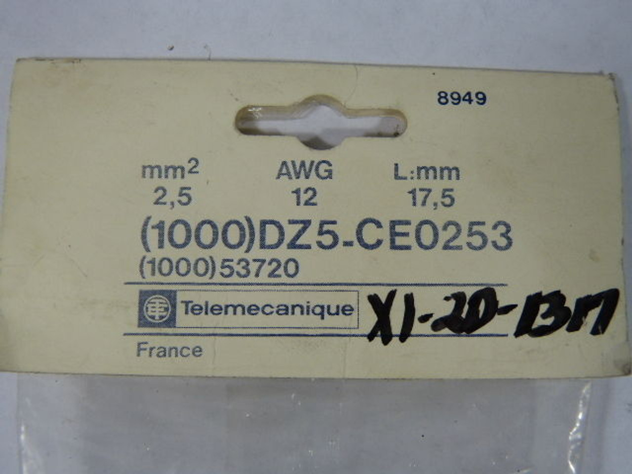 Telemecanique DZ5-CE0253 Cable End 12 AWG 100-Pk NWB