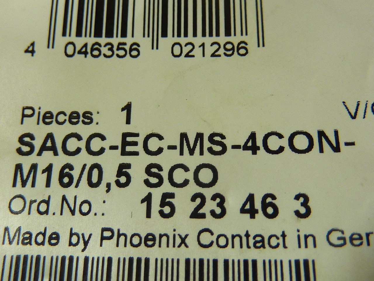 Phoenix Contact SACC-EC-MS-4CON-M16/0.5 Cordset 4Pin NWB
