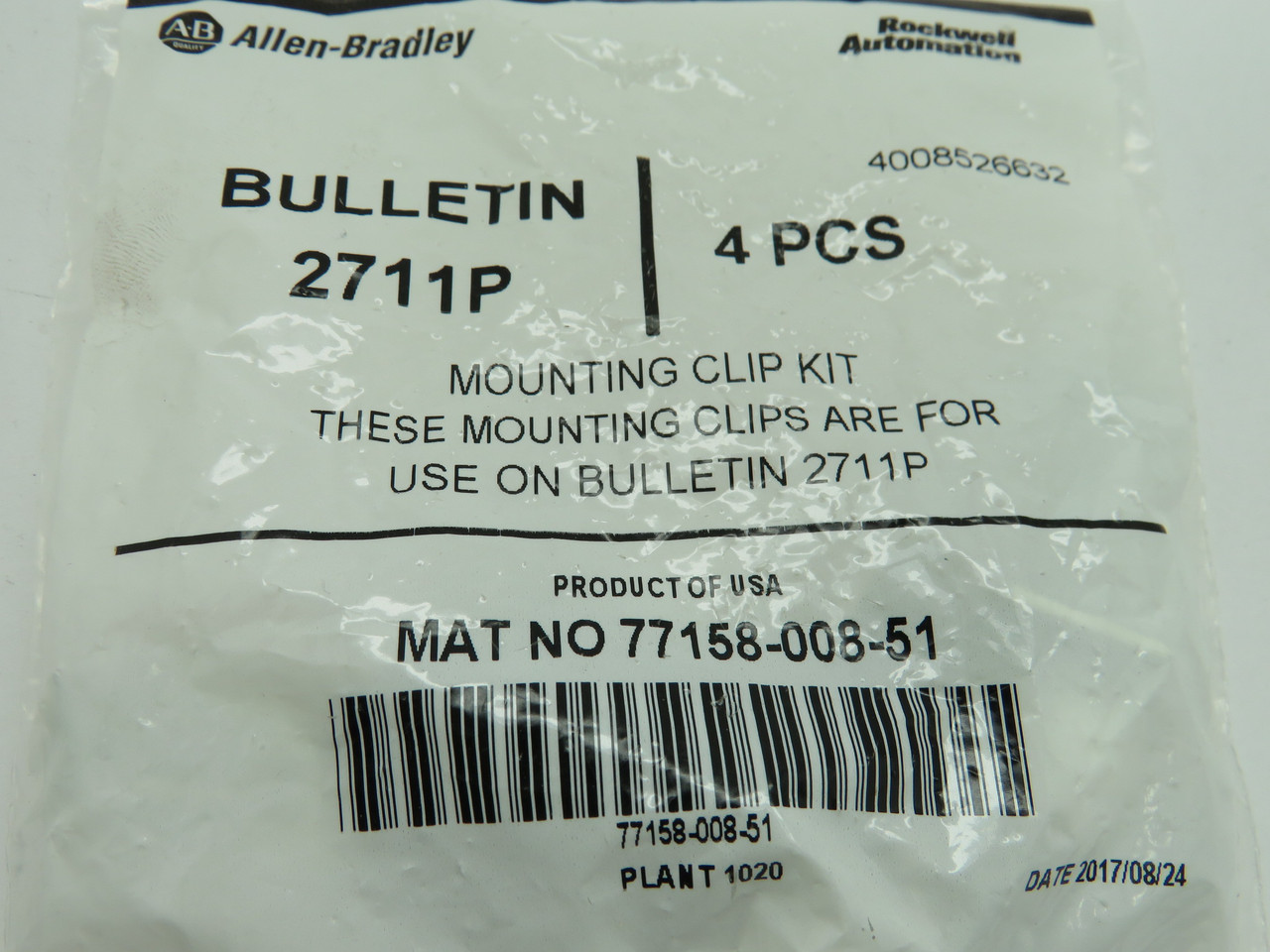 Allen-Bradley 77158-008-51 Mounting Clip Kit 4-Pack NWB
