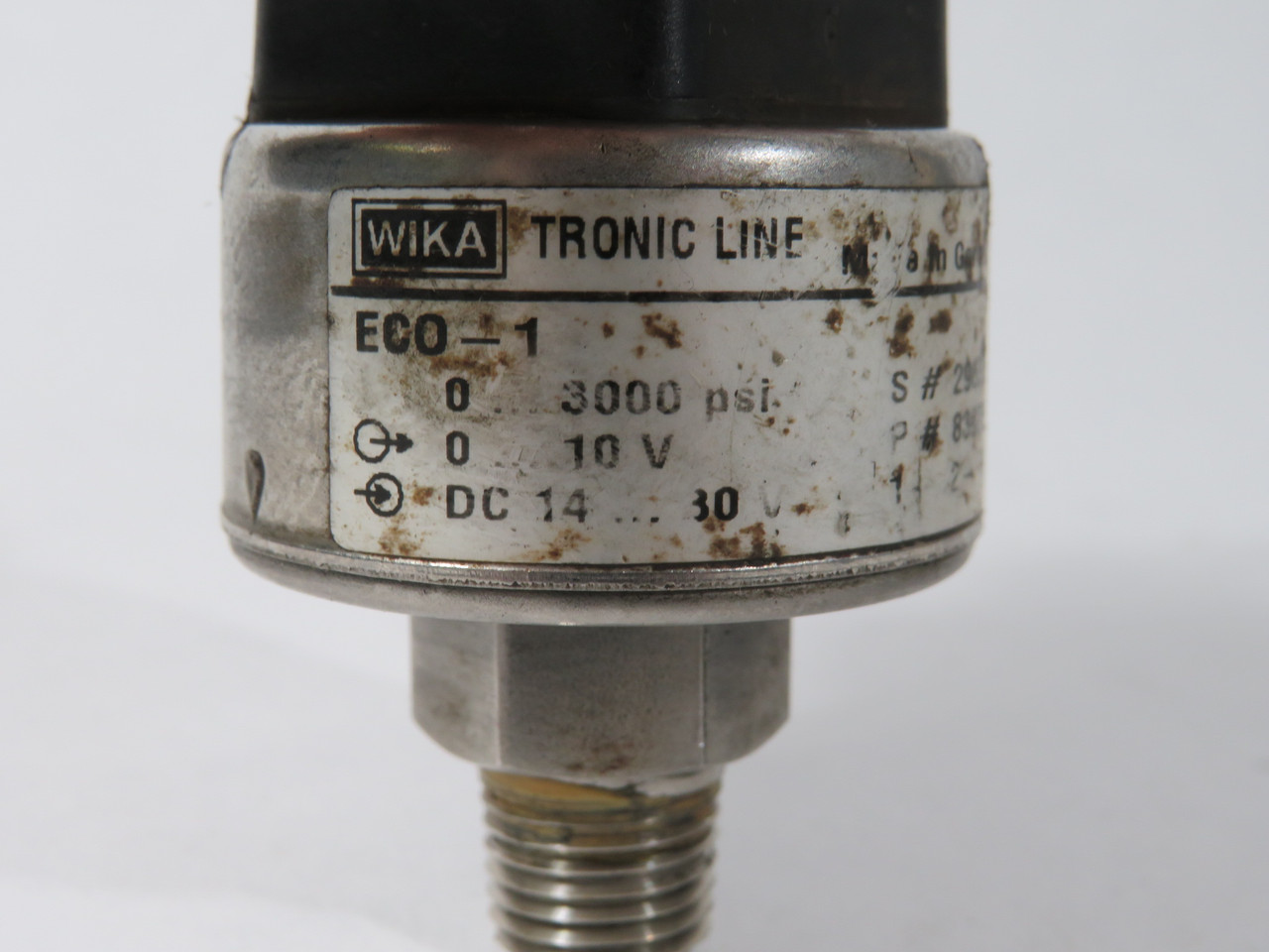 WIKA 8392656 ECO-1 Pressure Transmitter 0-3000 psi 0-10V NO CONNECTOR USED