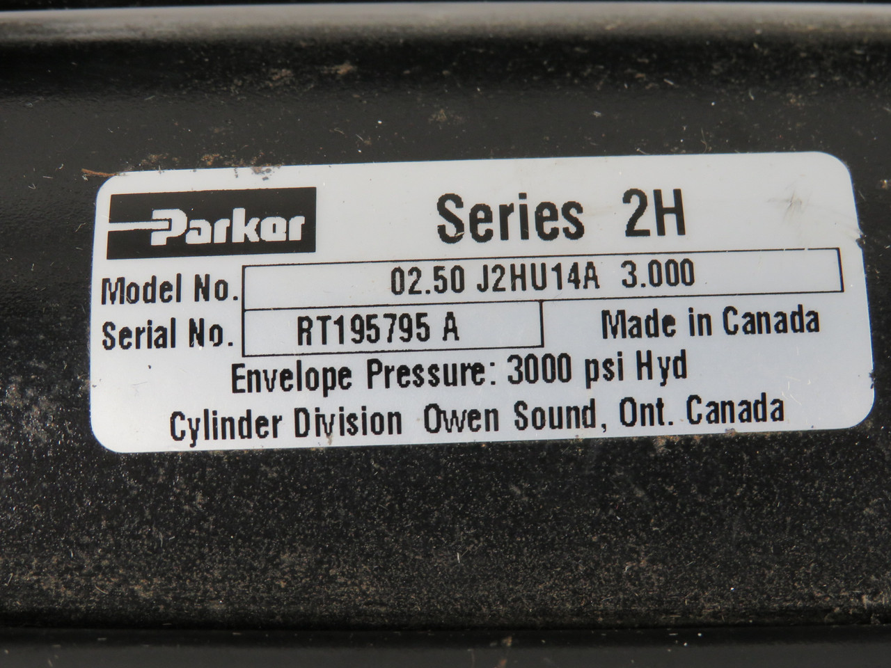 Parker 02.50J2HU14A3.000 Hydraulic Cylinder 2.5" Bore 3" Stroke USED