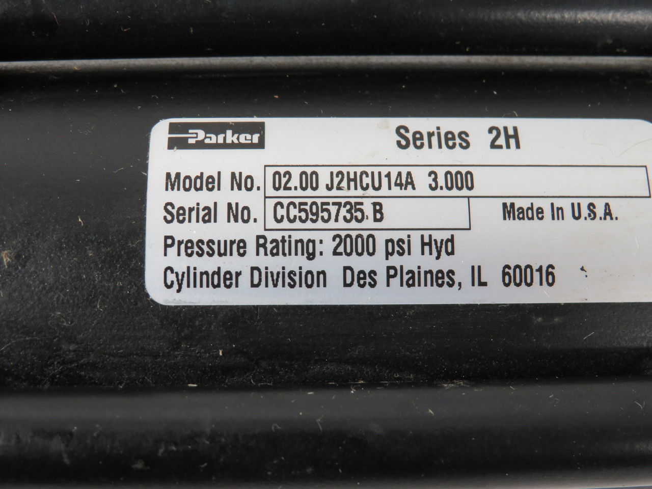Parker 02.00J2HCU14A3.000 Hydraulic Cylinder 2" Bore 3" Stroke USED