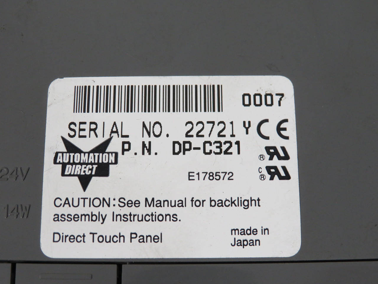 Automation Direct DP-C321 Color LCD Touch Panel Parts 6" 320x240 24VDC AS IS