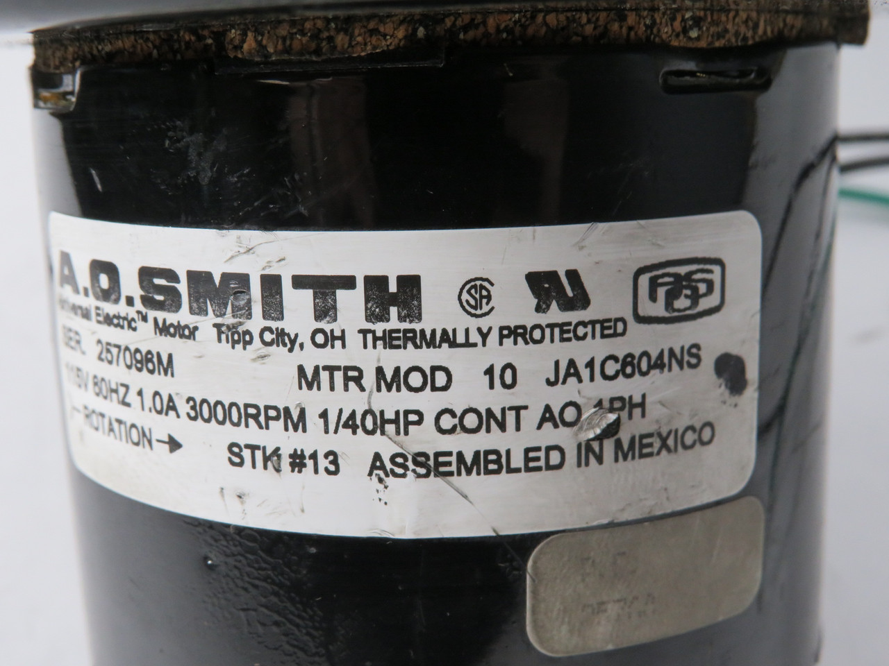 AO Smith JA1C604NS Blower Motor 1/40HP 3000RPM 115V AO 1Ph 1.0A 60Hz USED