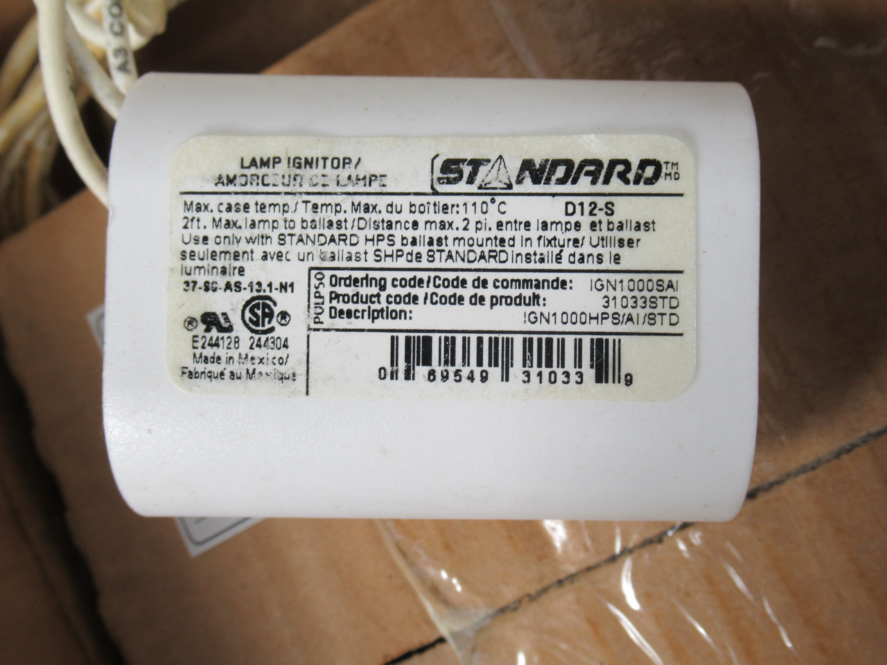 Standard BALS1000TCA/10035STD High Pressure Sodium Ballast 120/277/347V NEW